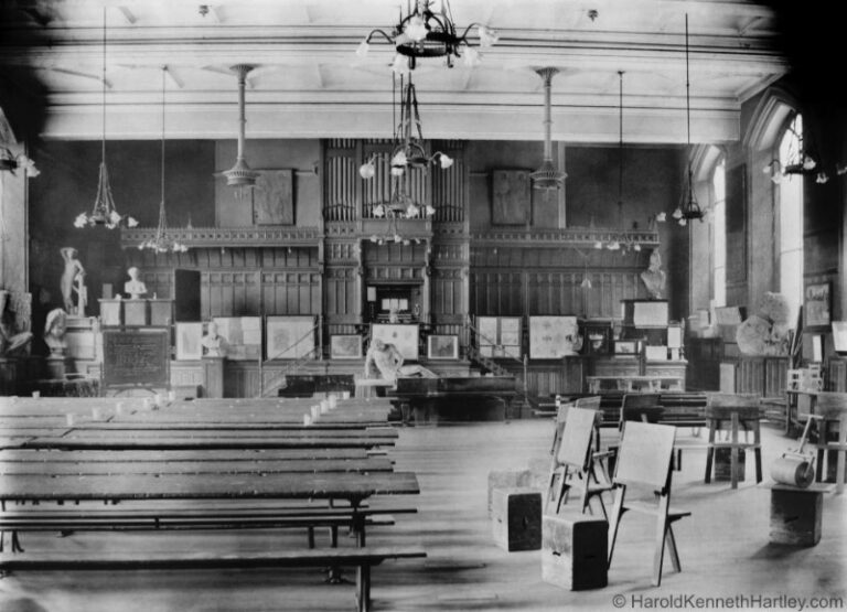 Front view of the assembly hall, Manchester Grammar School. c1924